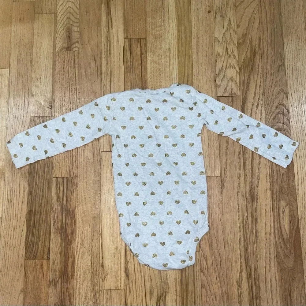 Carters Kids Gold Heart Patterned Onesie Sz 24M